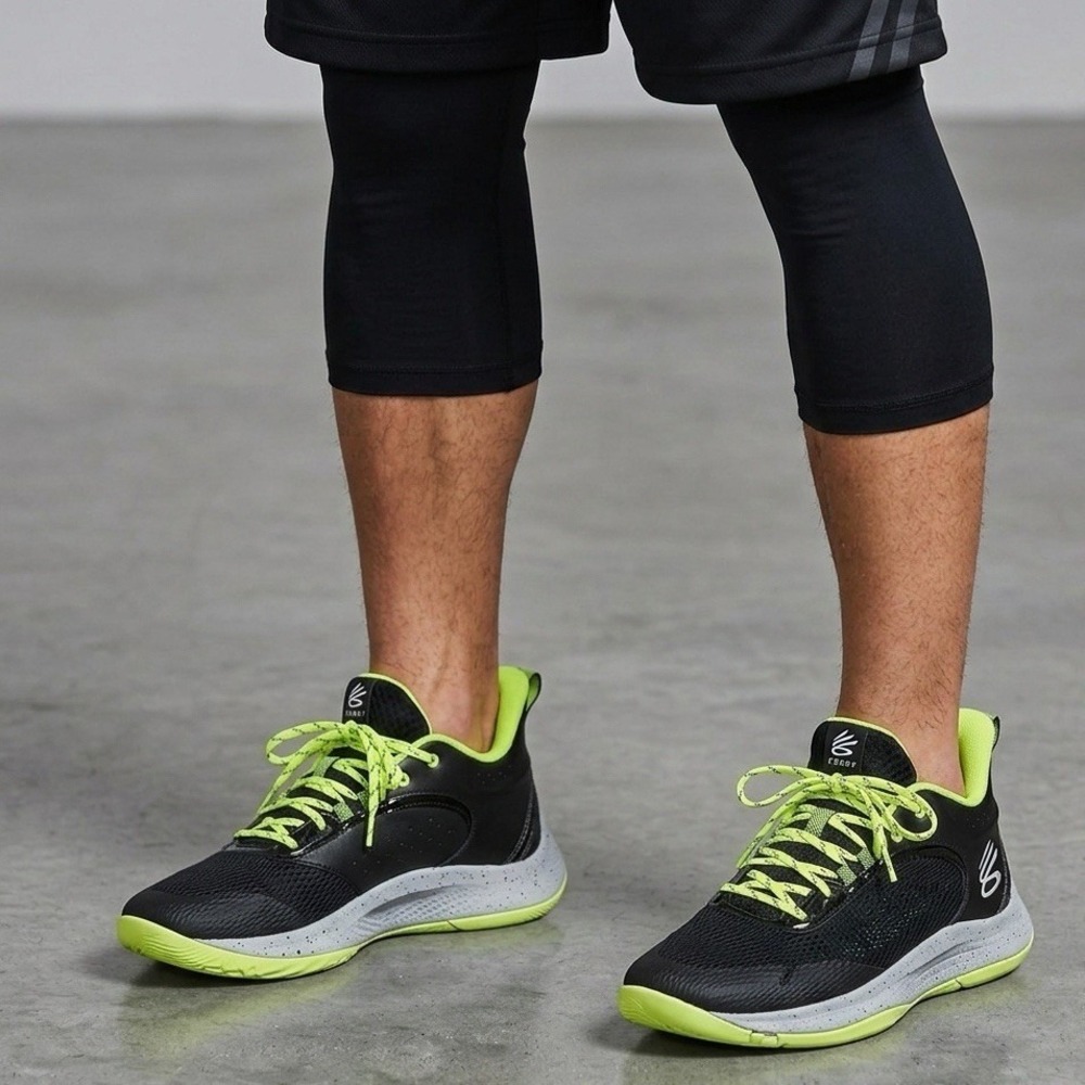 Under Armour Curry 3Z7 Basketball Shoes Black Neon Green 3025090-001 Men's 11.5